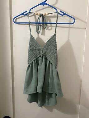 Madden Girl Sage Green Crochet Bust Halter Camisole NWOT